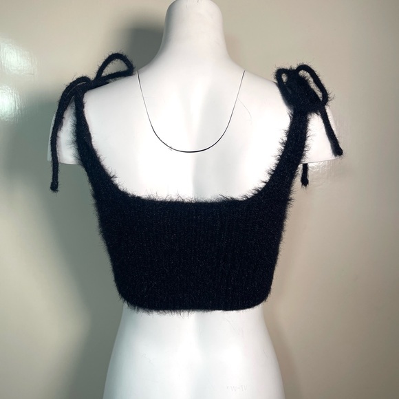 Zara bow strips crop fluffy top S - Picture 4 of 7